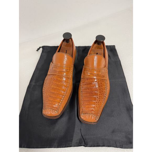 David Eden Shoes Mens Size 9 Alligator Penny Loafer Dress Valentino Sole Exotic